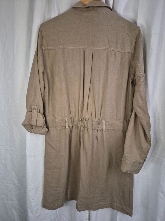 BeachLunchLounge M Tan Linen Work Casual Comfort Travel Event Dress - Picture 6 of 6